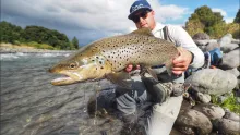 Video thumb for Big Brown Trout caught on Secret Fly